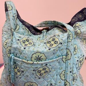 Stylish Quilted Backpack in Blue and Green